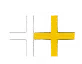 A white and yellow cross are on the same color.